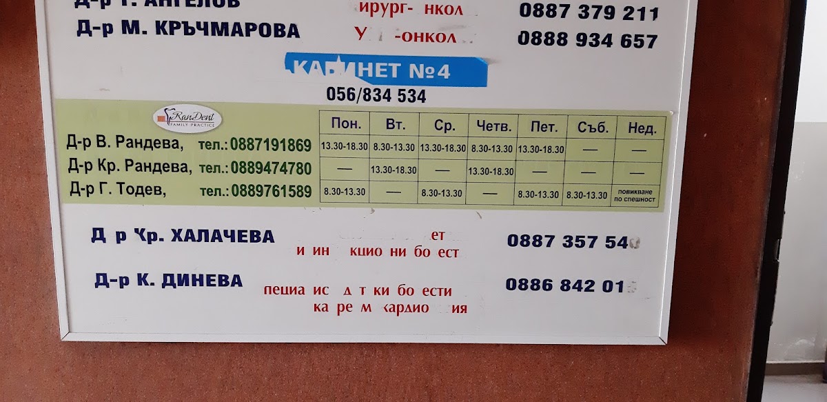 Дентали кабинети RanDent Д-Р В.РАНДЕВА Д-Р Кр.РАНДЕВА Д-Р Г.ТОДЕВ