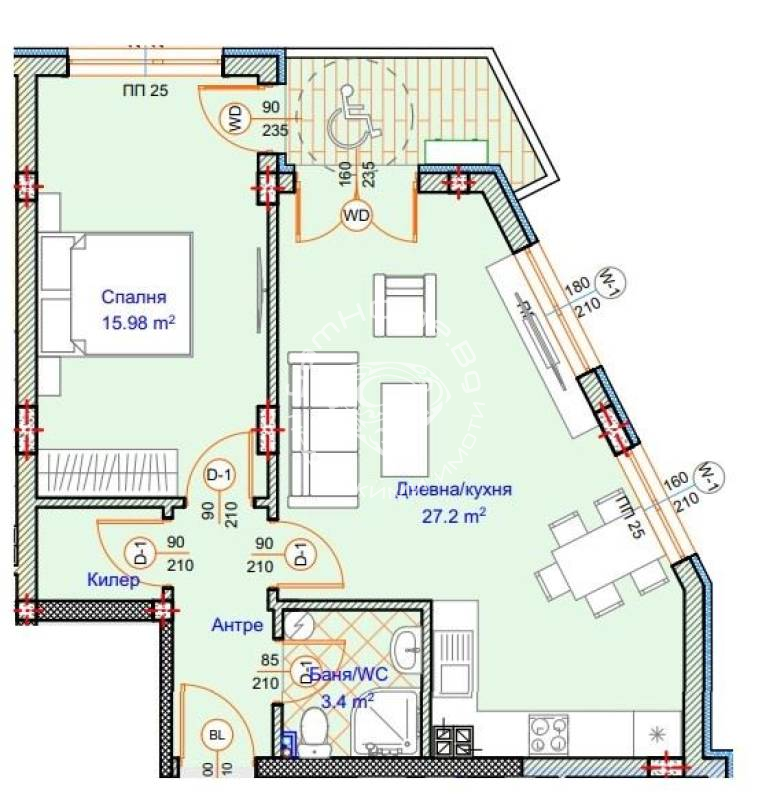 İki Artı Bir Daire satılık Varna Kolhozen Pazar
