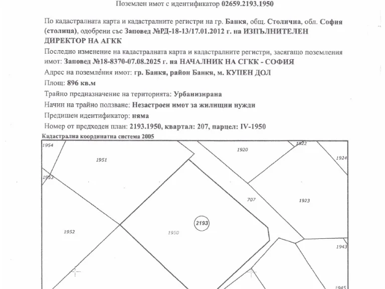 Земя за продажба София Банкя (гр.)