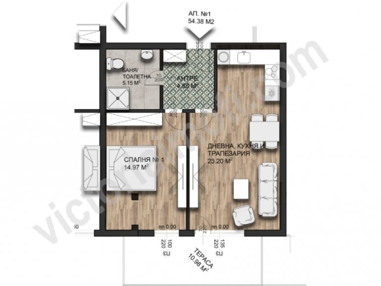 Двустаен апартамент за продажба Велико Търново област с.Малки Чифлик - Photo 3