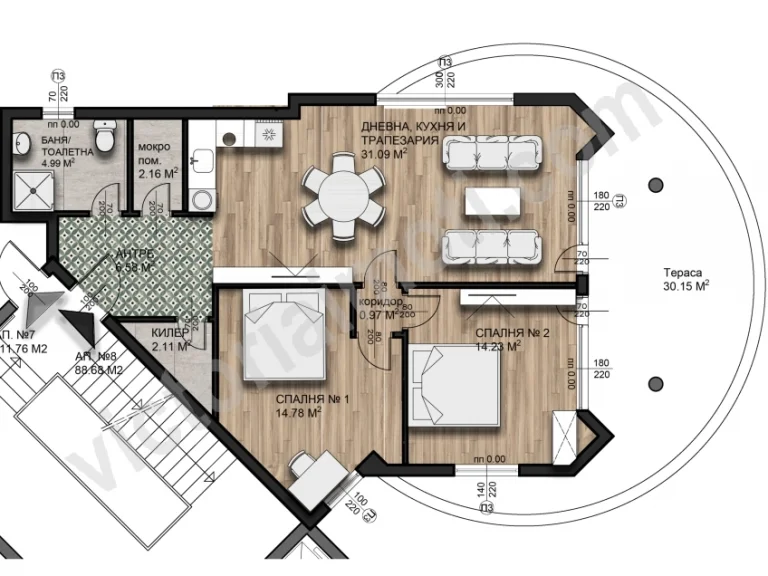 Тристаен апартамент за продажба Велико Търново област с.Малки Чифлик